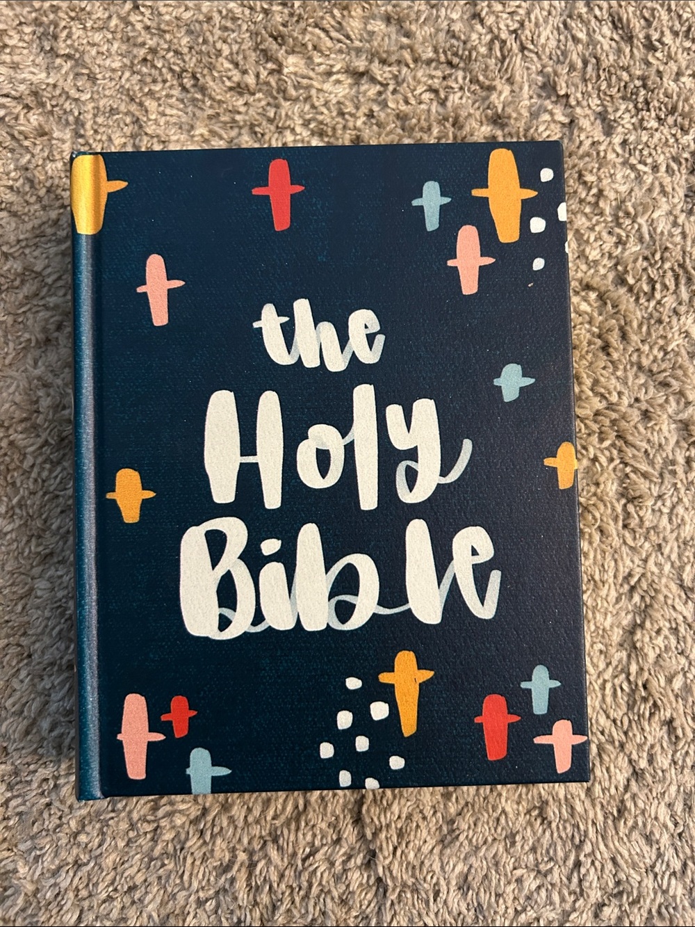 The Holy Bible Navy Cover with Multicolor Crosses